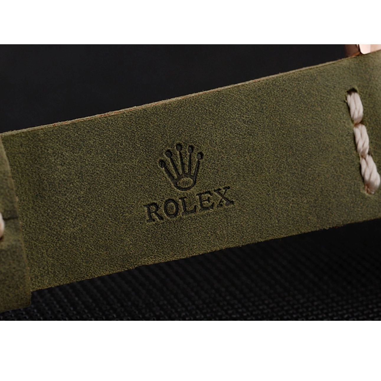 Aaa replica watch Bezel Rose Dial Rolex Black Leather Gold 1453862 Green Bracelet Green Master Case Yacht 0721